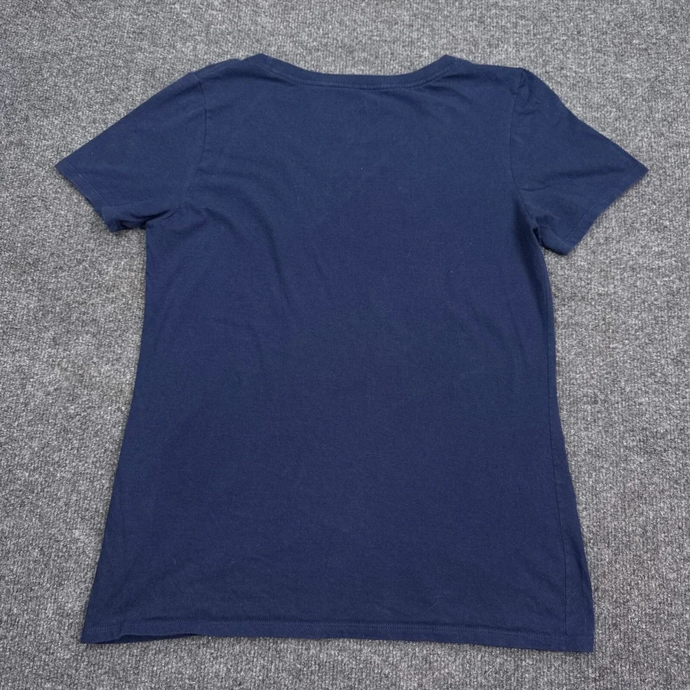 Nike Tee Shirt Top Womens Size Medium Navy Blue Athletic Cut Big Logo Athleisure